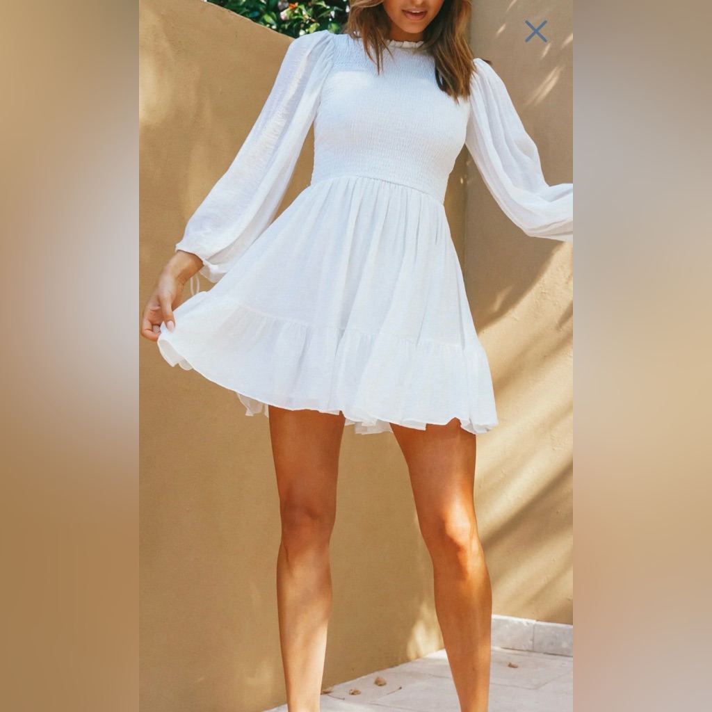 Nwt Selfie Leslie Secret Garden Long Sleeve Smocked Bodice Dress-0237